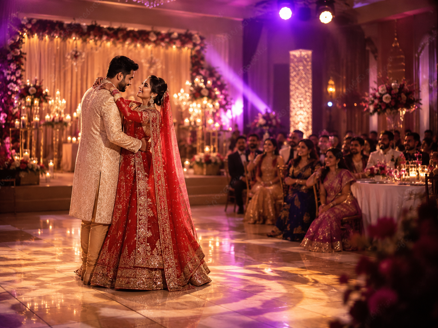 indian couple dancing on floor