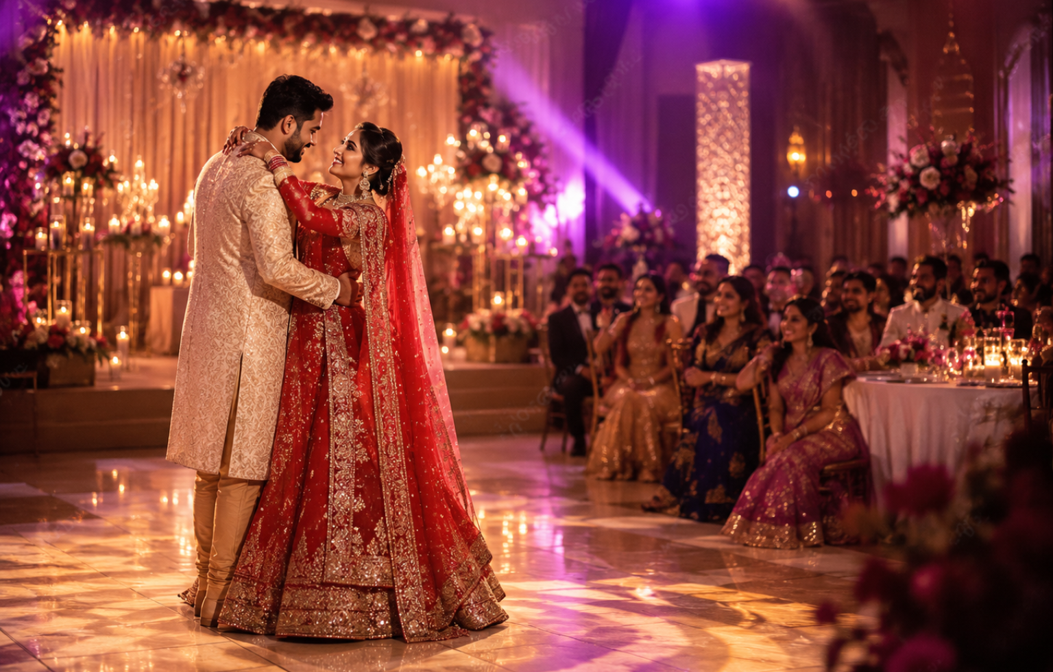 indian couple dancing on floor